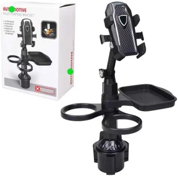 Support Téléphone Voiture 4-en-1 – Porte-Gobelet Multifonction