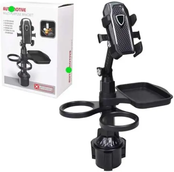 Support Téléphone Voiture 4-en-1 – Porte-Gobelet Multifonction