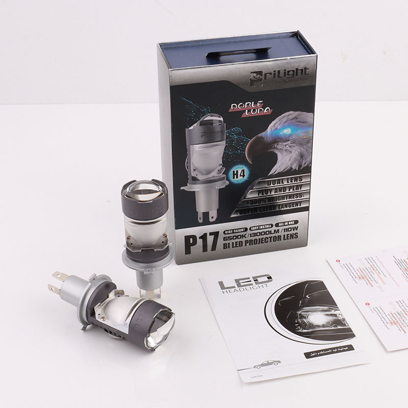 Ampoules Bi-LED H4 Prilight P17 – Mini Projecteur Double Loupe (110W / 13000LM)