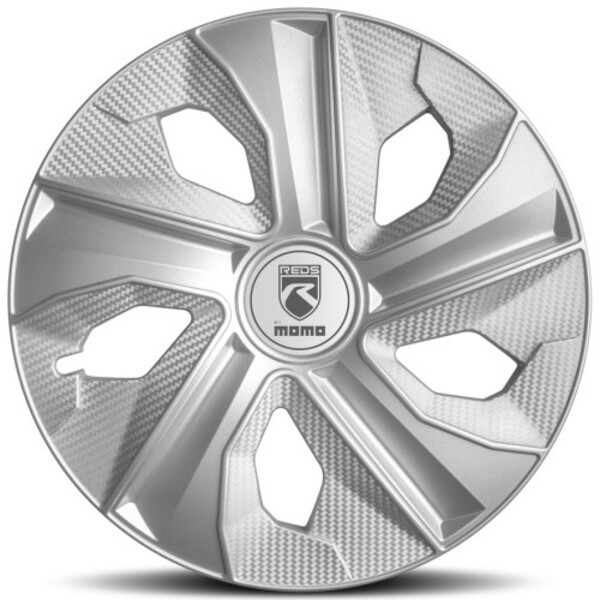 Enjoliveurs Momo Reds Carbon Edition – Gris Silver (Pack de 4) 15&Prime; 16&Prime;