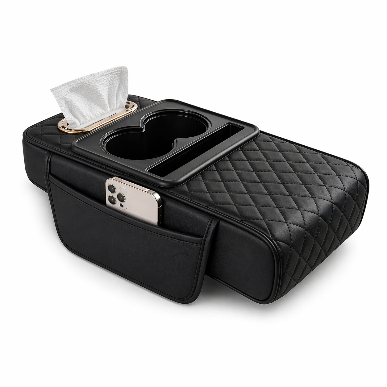 Organisateur de Console Centrale Premium 5-en-1 – Cuir PU Haute Qualité – Universel