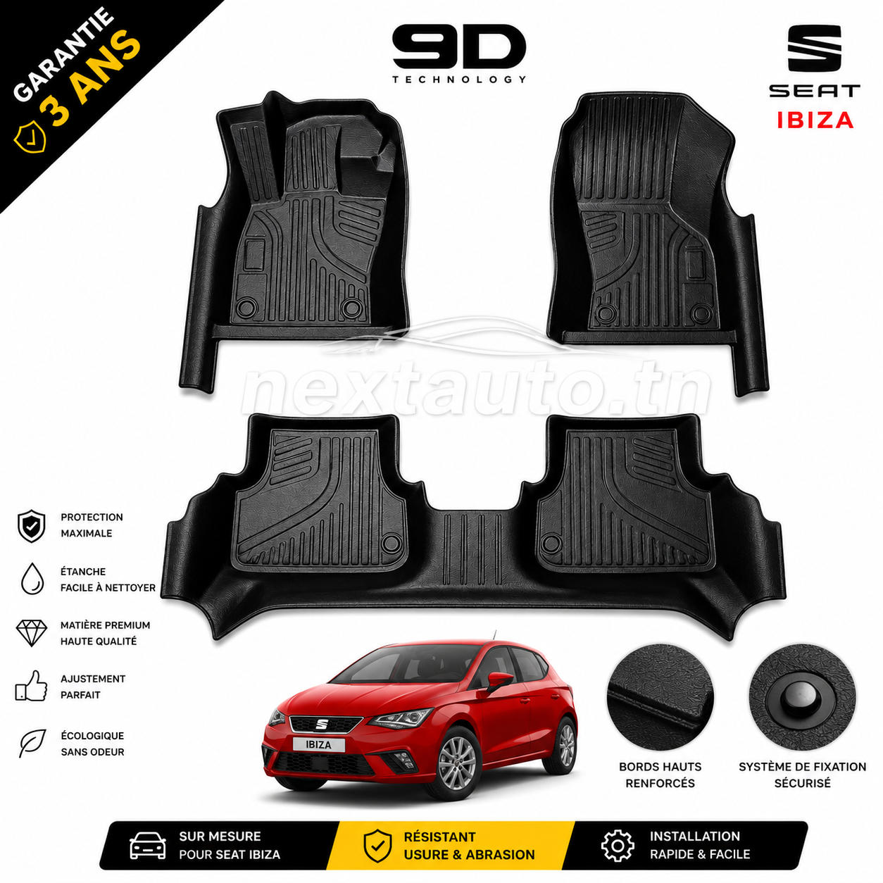 Tapis de Sol 9D Sur Mesure – Next Auto Seat Ibiza