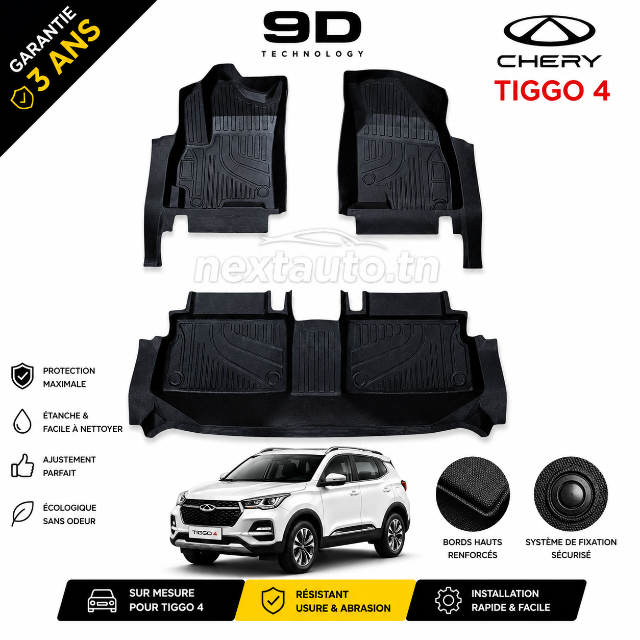 Tapis de Sol 9D Sur Mesure – Next Auto Chery Tiggo 4
