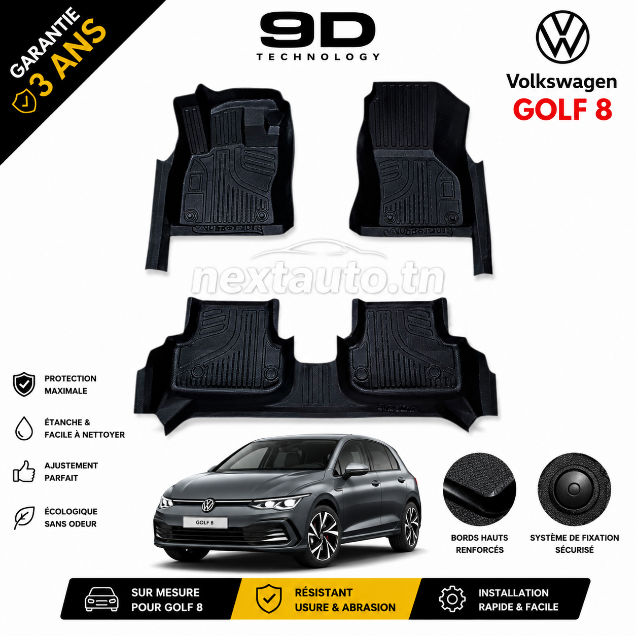 Tapis de Sol 9D Sur Mesure – Next Auto Chery Golf 8