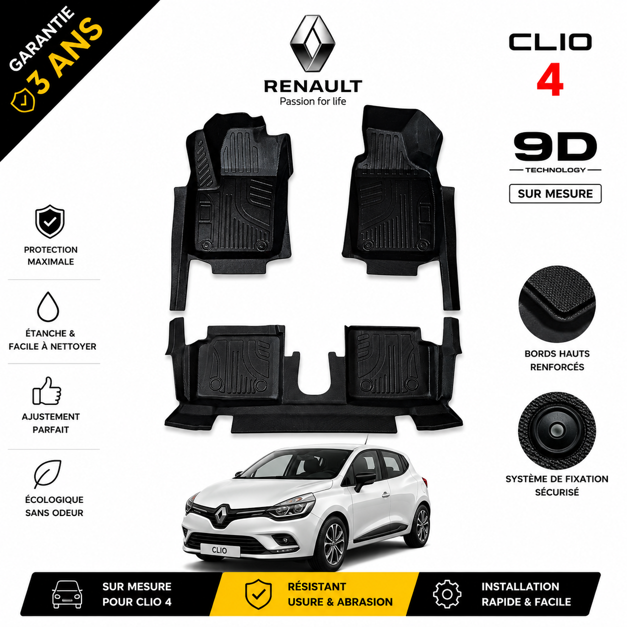 Tapis de Sol 9D Sur Mesure – Next Auto Clio 4