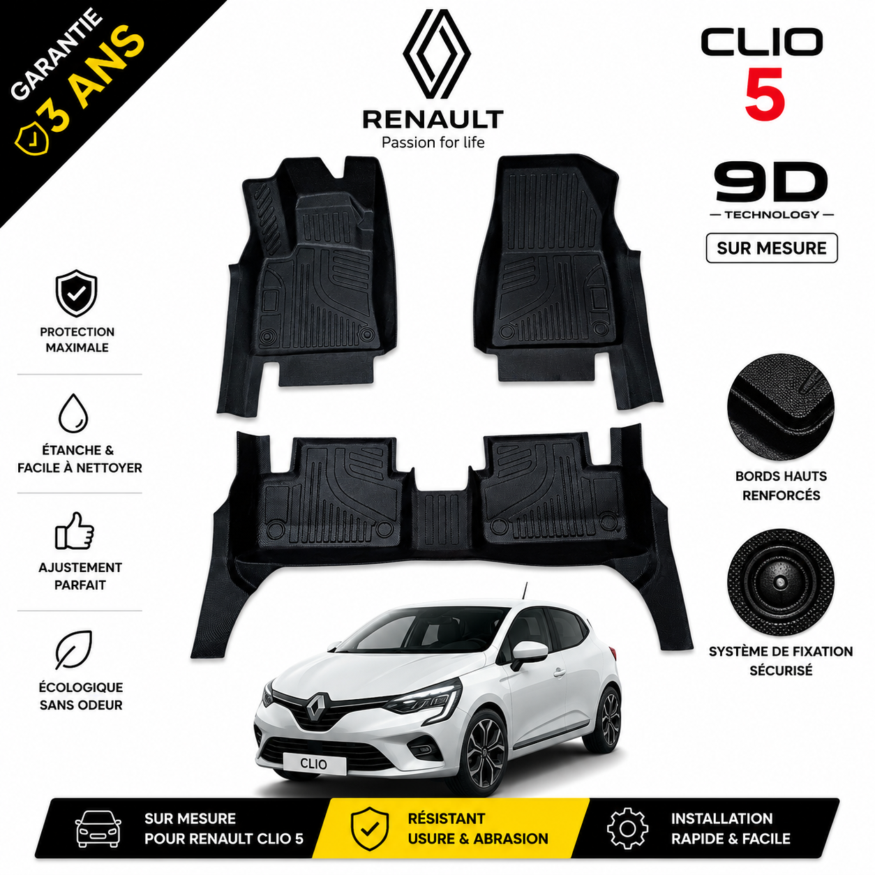 Tapis de Sol 9D Sur Mesure – Next Auto Clio 5