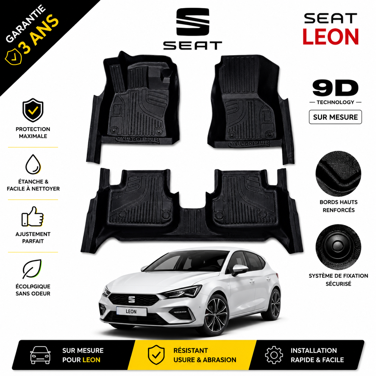 Tapis de Sol 9D Sur Mesure – Next Auto Seat Leon
