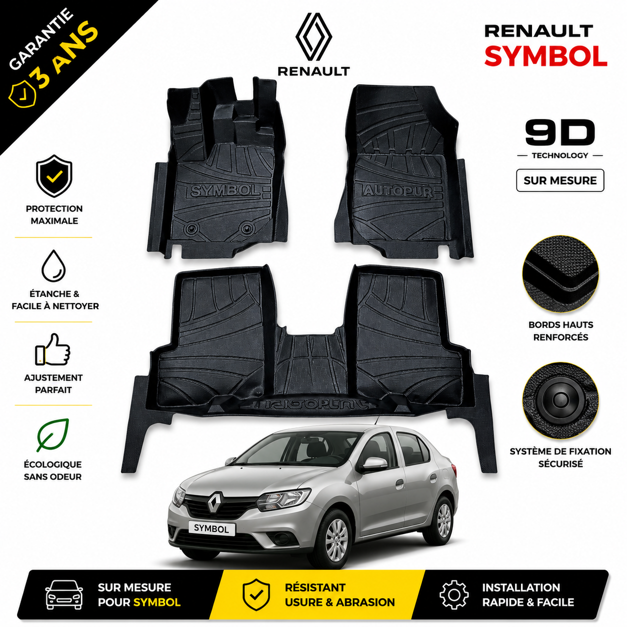 Tapis de Sol 9D Sur Mesure – Next Auto Symbole 2 et 3
