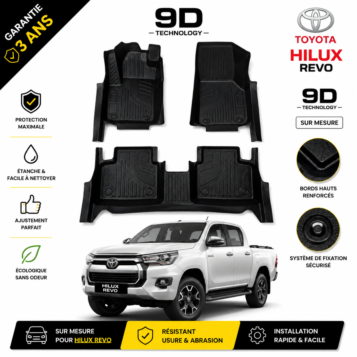 Tapis de Sol 9D Sur Mesure – Next Auto Toyota Hilux Revo