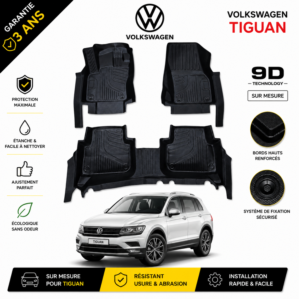 Tapis de Sol 9D Sur Mesure – Next Auto Tiguan