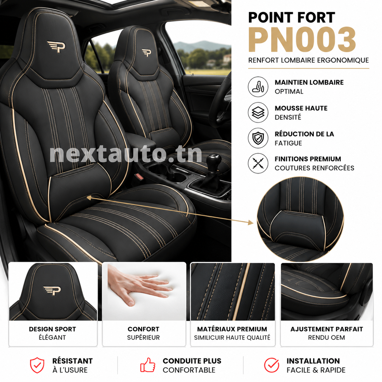 Panda Premium : L'Excellence du Confort et de la Protection Auto - Crème 2 places - – Image 2