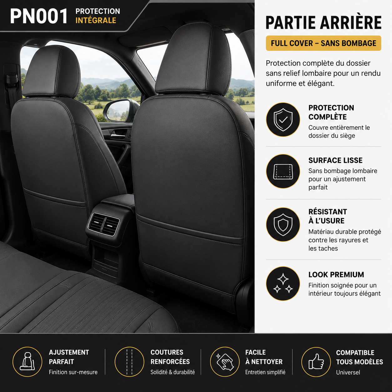 Panda Premium : L'Excellence du Confort et de la Protection Auto - Rouge 2 places – Image 3