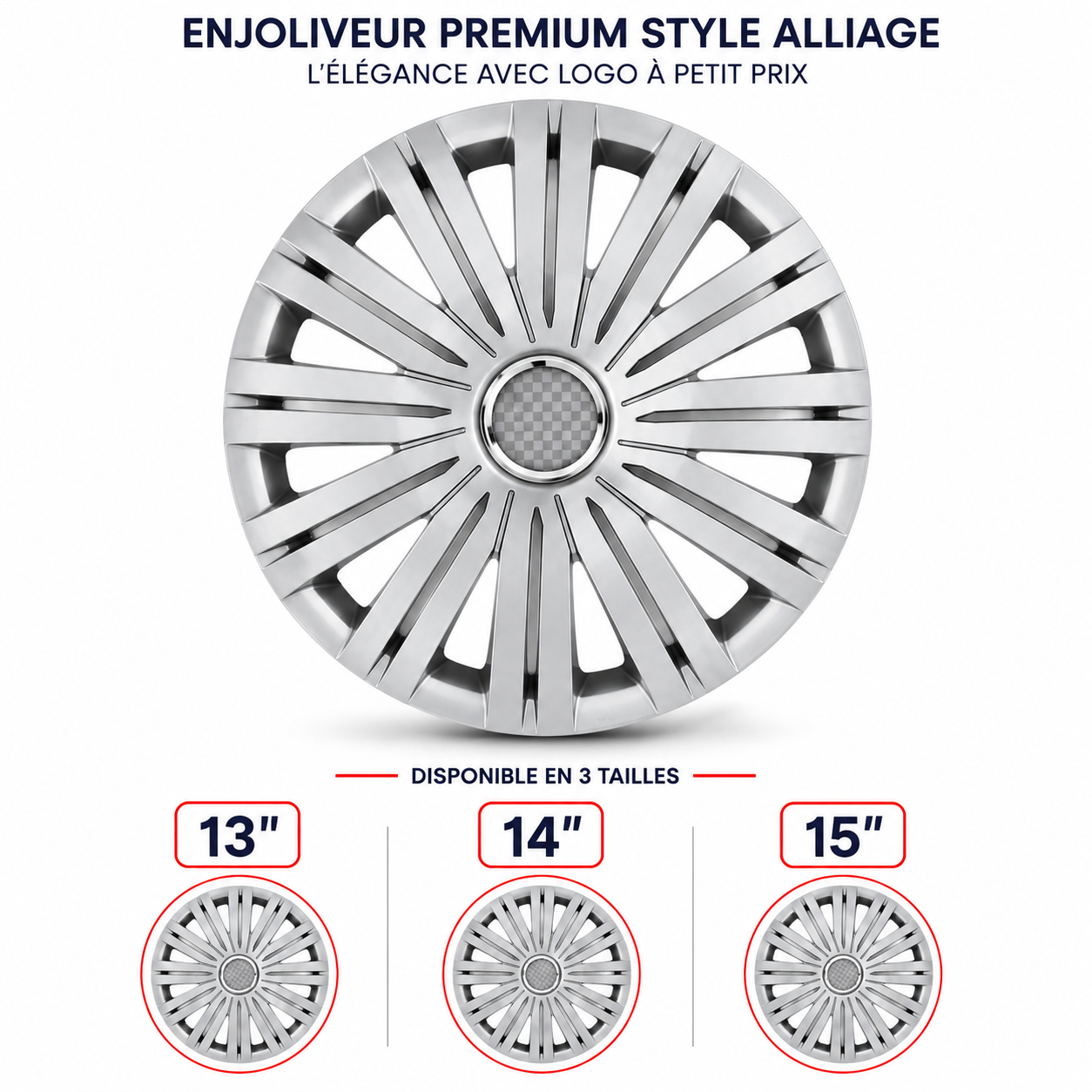 Pack de 4 Enjoliveurs Premium Style Alliage – L’Élégance au Juste Prix