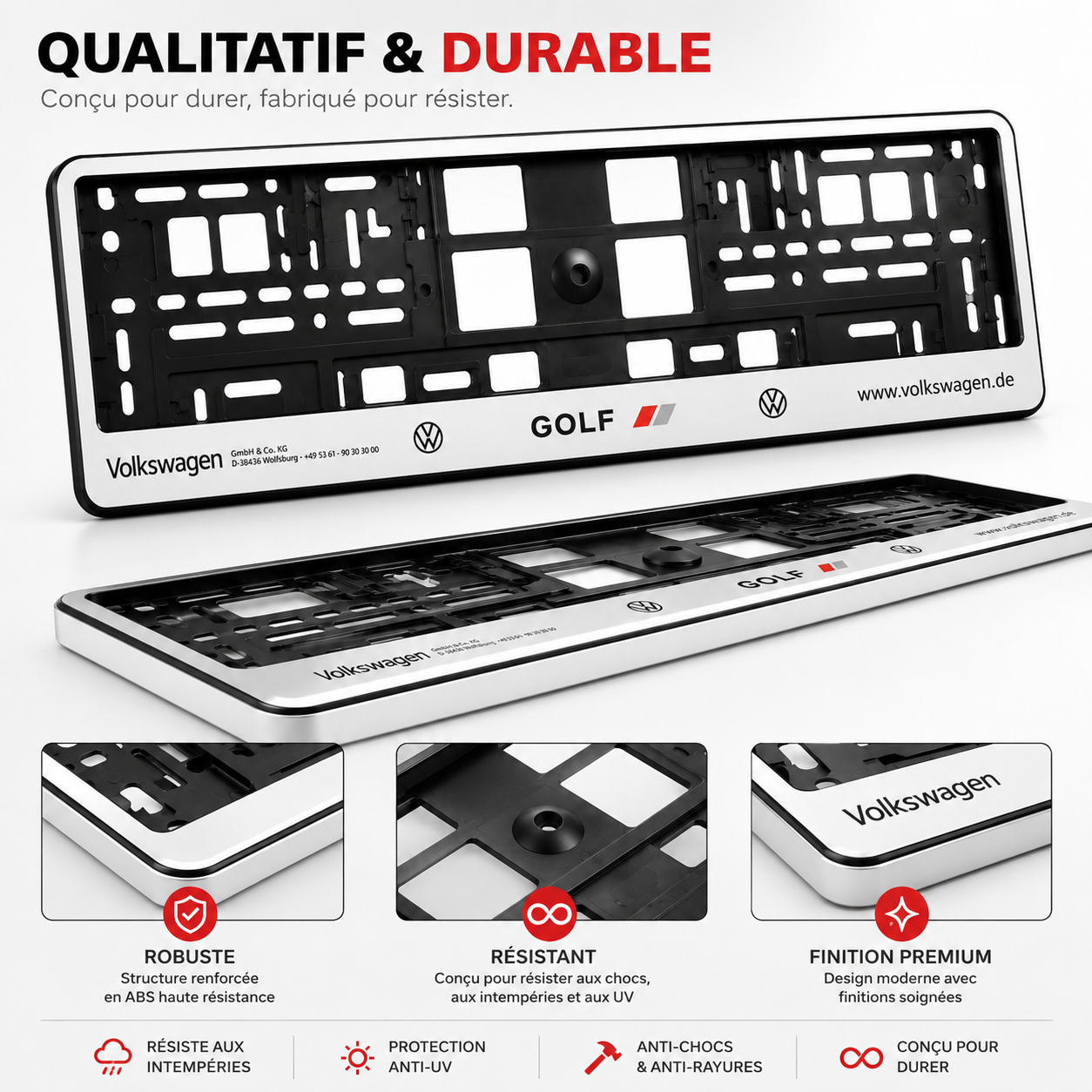 2 Porte-matricules Premium Automobile avec logo