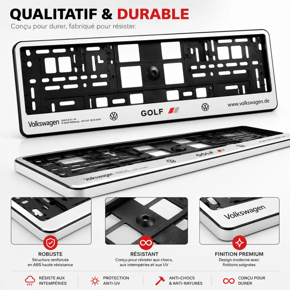 2 Porte-matricules Premium Automobile avec logo