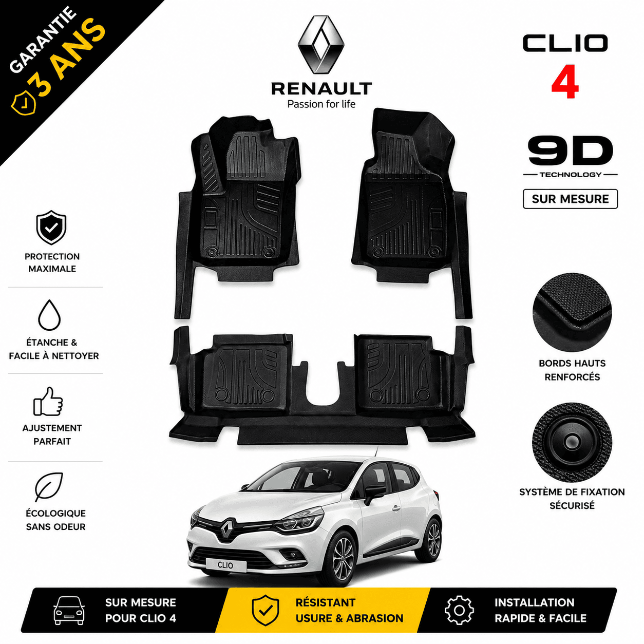 Tapis de sol Clio 4 sur mesure