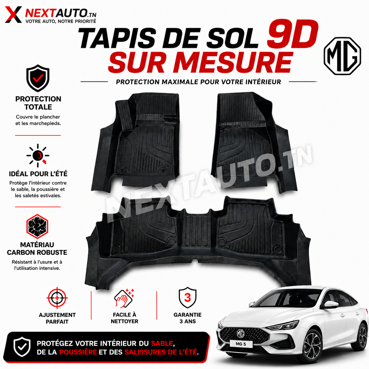 Tapis de Sol 9D Sur Mesure – Next Auto MG5