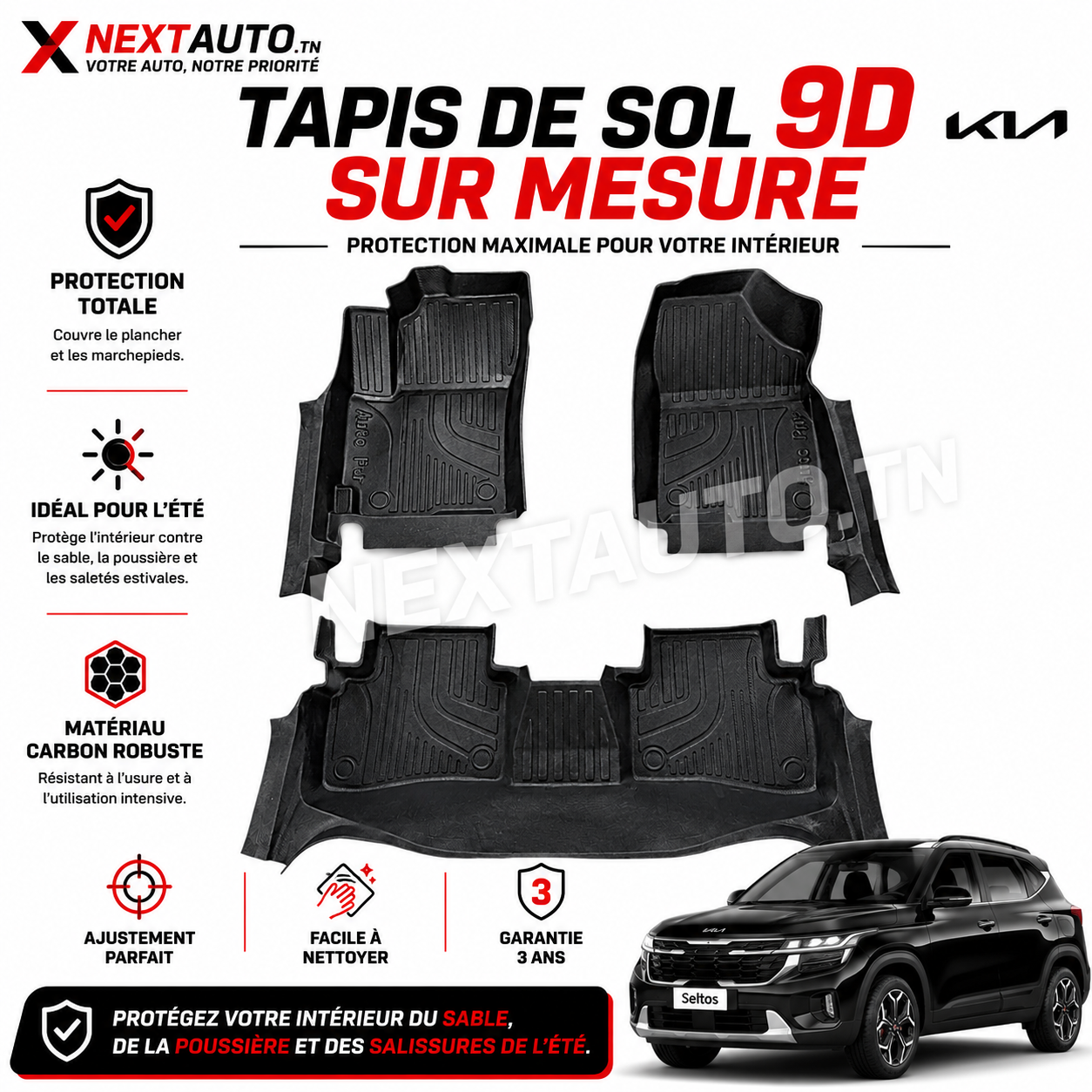 Tapis de Sol 9D Sur Mesure – Next Auto Kia Seltos