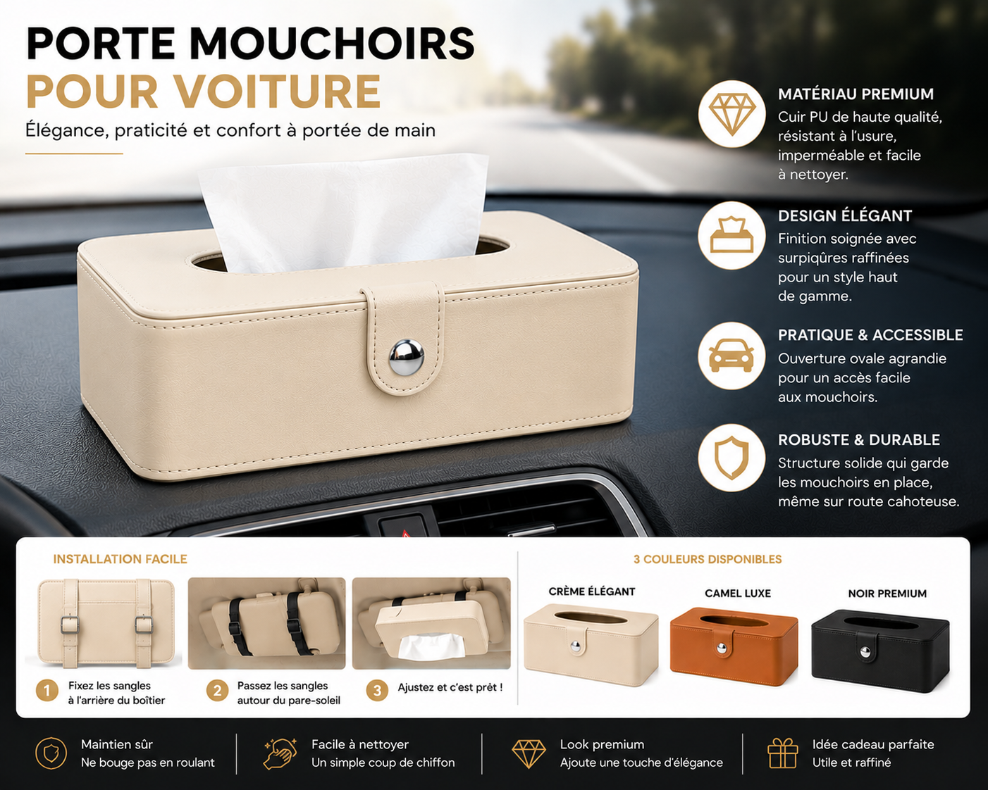 Porte-Mouchoirs Premium pour Voiture â Image 4