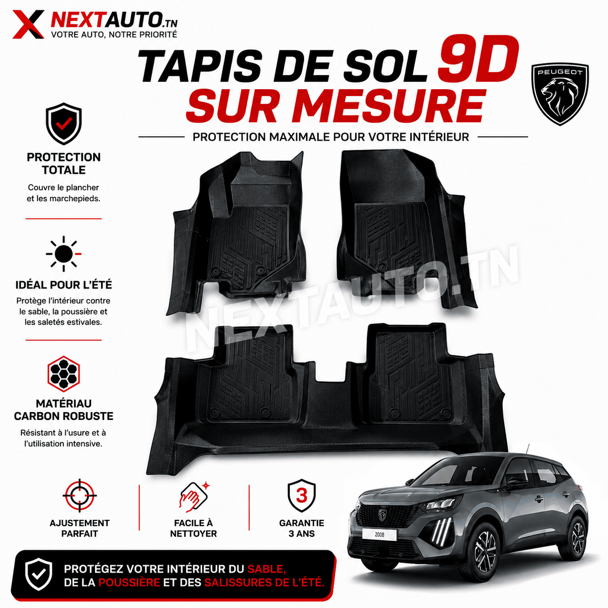 Tapis de sol Peugeot 2008 sur mesure