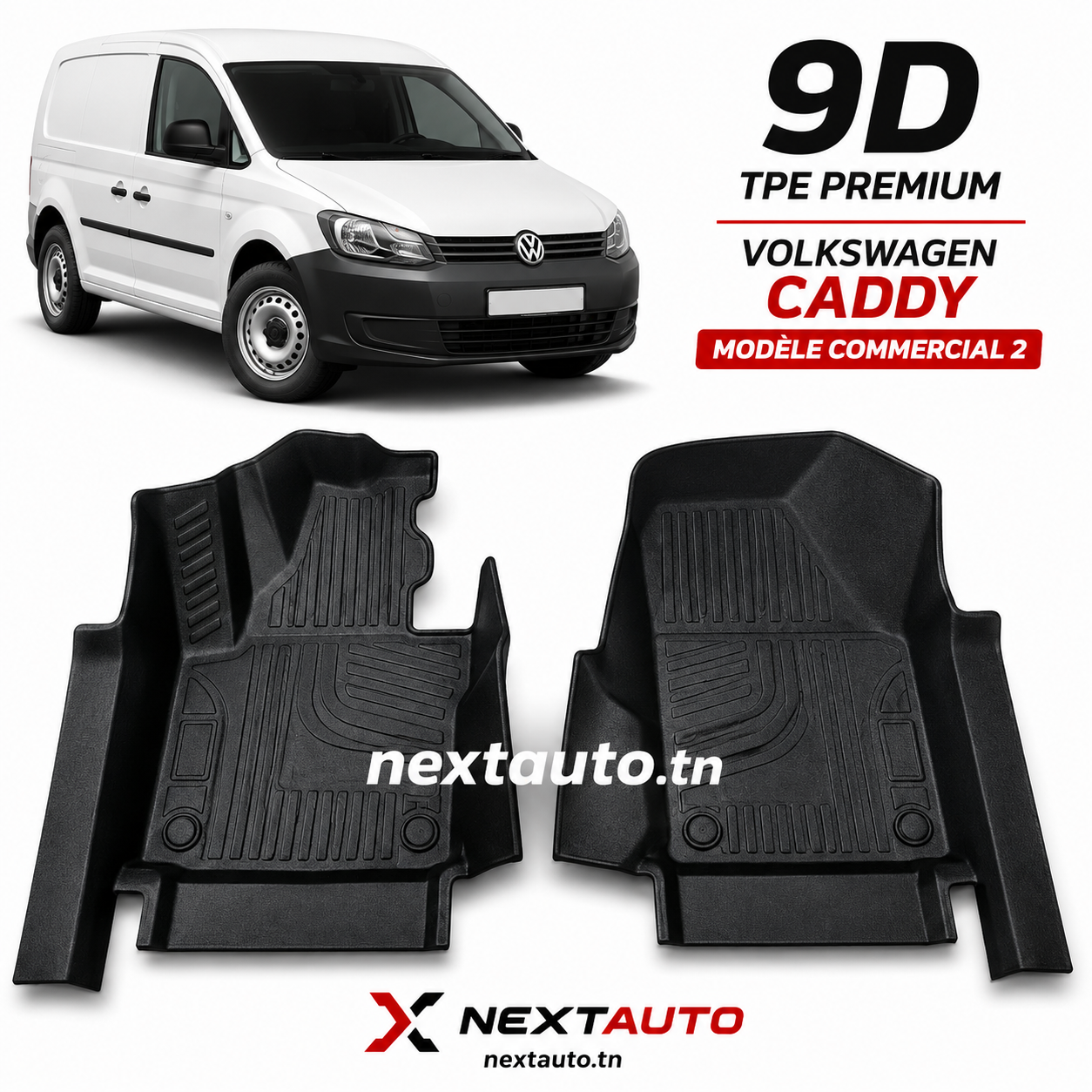 Tapis 9D TPE sur mesure voiture Commercial – 2 / 3 places | Next Auto