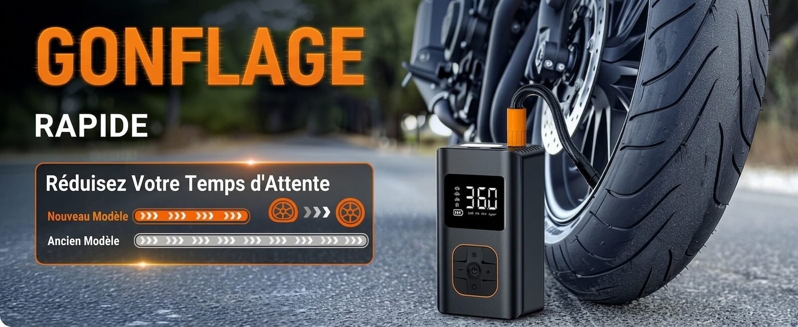 Gonflage rapide, compresseur de pneus numérique