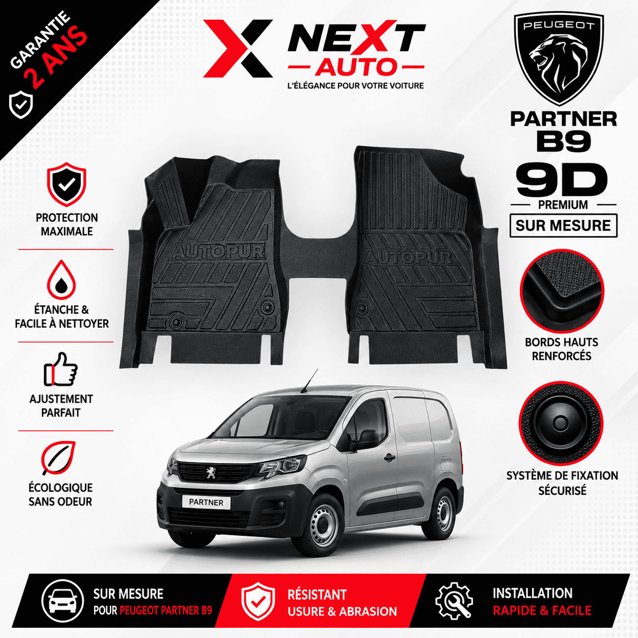 Tapis 9D sur mesure pour voiture Audi B9 commercial – Protection Premium | Next Auto Tunisie