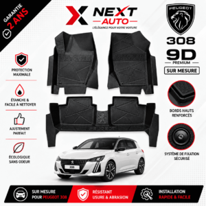 Tapis 9D sur mesure pour voiture  308 – Protection Premium | Next Auto Tunisie