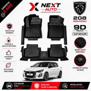 Tapis 9D sur mesure pour voiture 208 nouveau – Protection Premium | Next Auto Tunisie