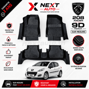 Tapis 9D sur mesure pour voiture 208 ancien – Protection Premium | Next Auto Tunisie