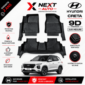 Tapis 9D Sur Mesure pour Voiture Hyundai Creta – Protection Premium | Next Auto Tunisie