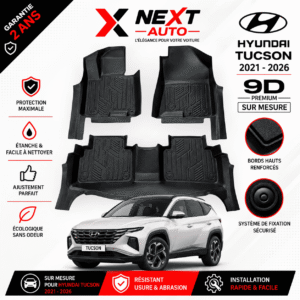 Tapis 9D Sur Mesure pour Voiture Hyundai Tucson 2021-2026 – Protection Premium | Next Auto Tunisie