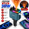 Aspor A976 30W – Chargeur Voiture Rapide avec Câbles Intégrés & Ciel Étoilé | Tunisie